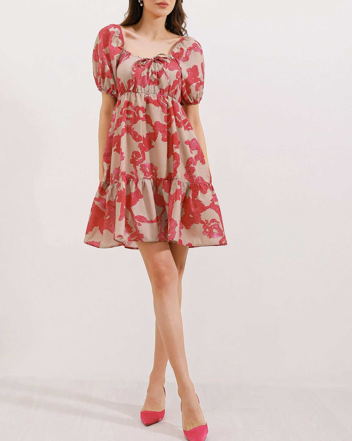 Fuchsia Floral A-Line Poplin Dress - Wholeskop - by Peralane - photo 2