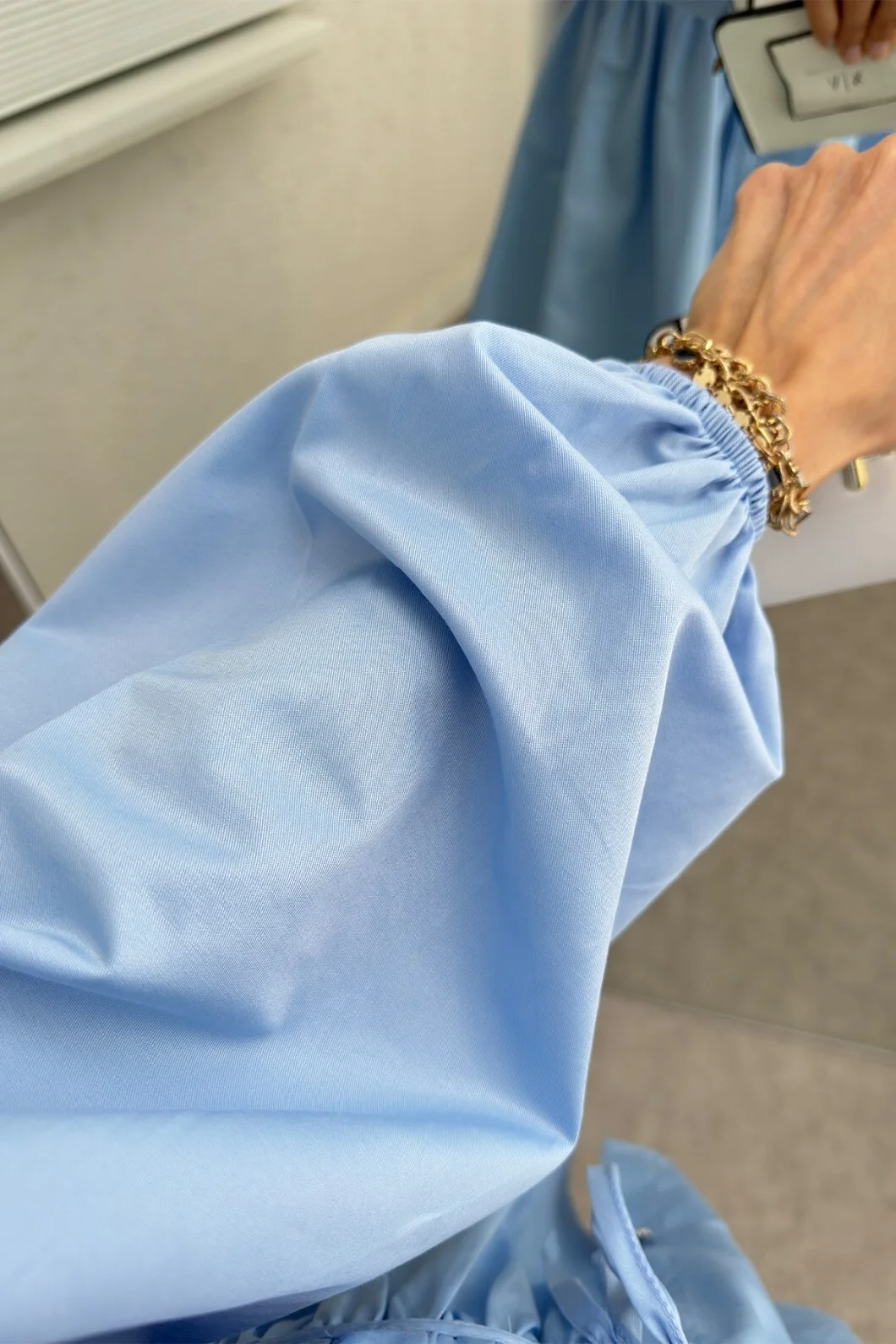 Front Lace Detail Full-Length Button Shirt Tunic - Baby Blue - Podyumplus - by Peralane - photo 6
