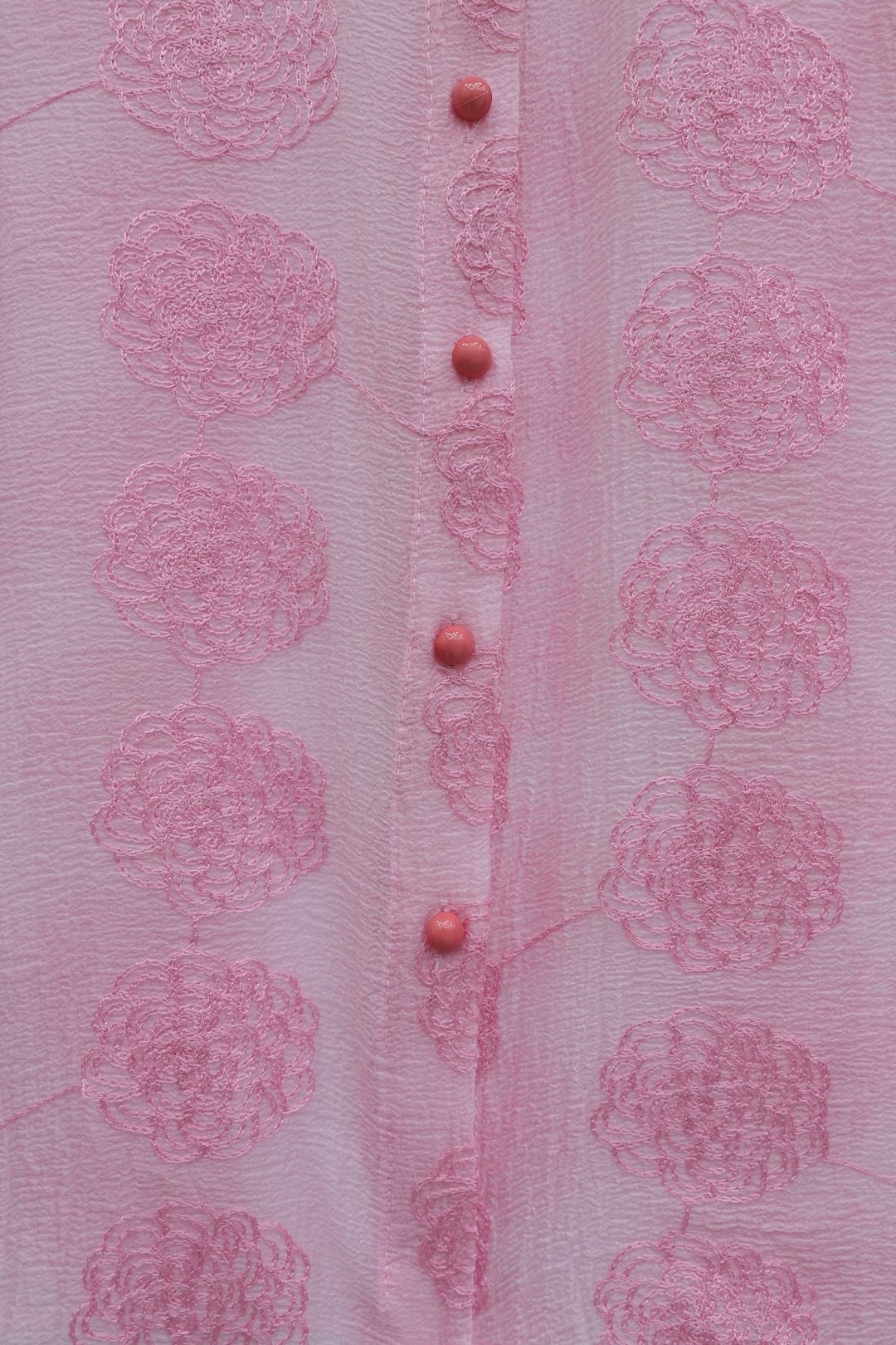 Women's Pink Floral Jacquard Blouse with Lace Collar - Podyumplus - by Peralane - photo 6