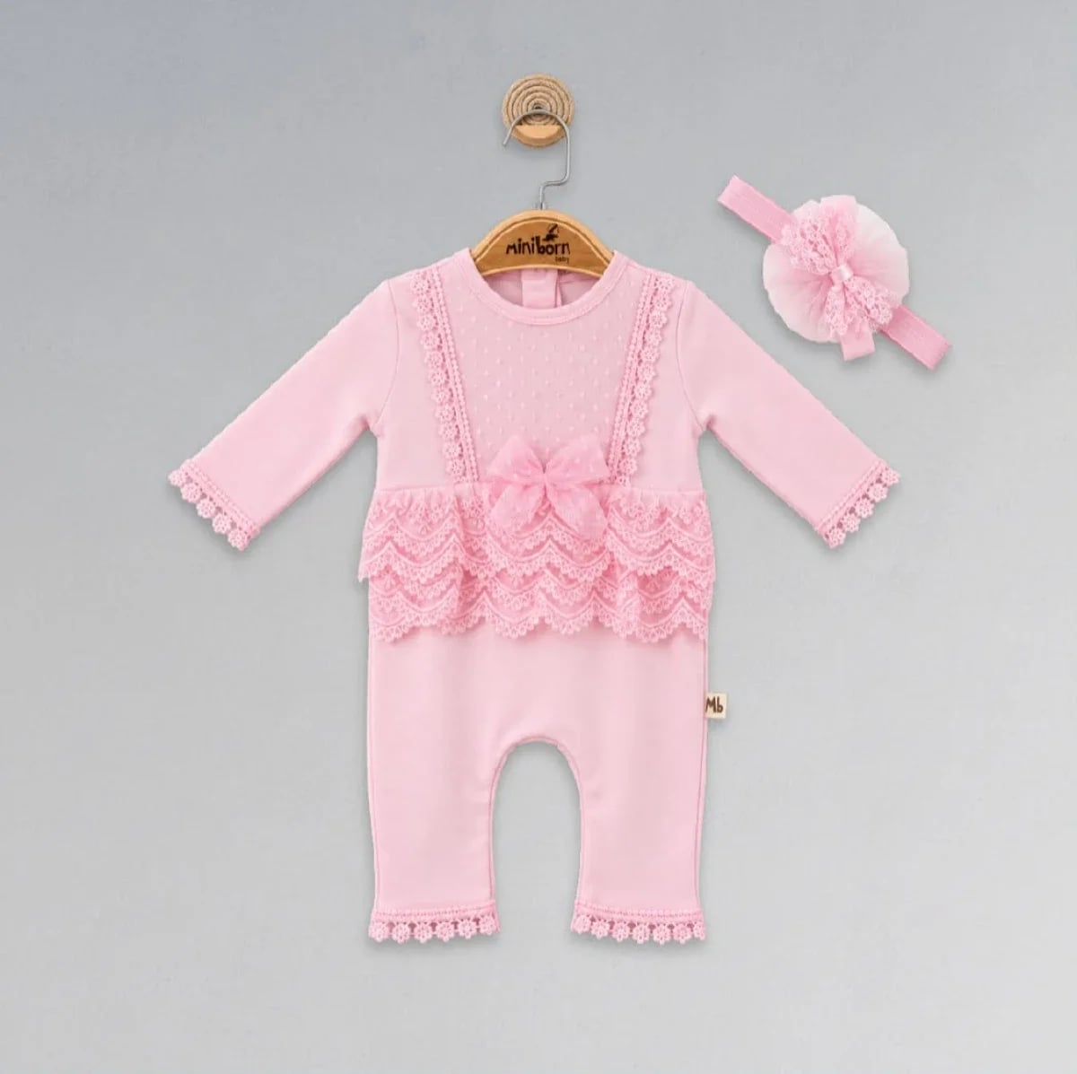 Baby Girl Pink Romper with Headband - Pack of 4 - Miniborn - by Peralane
