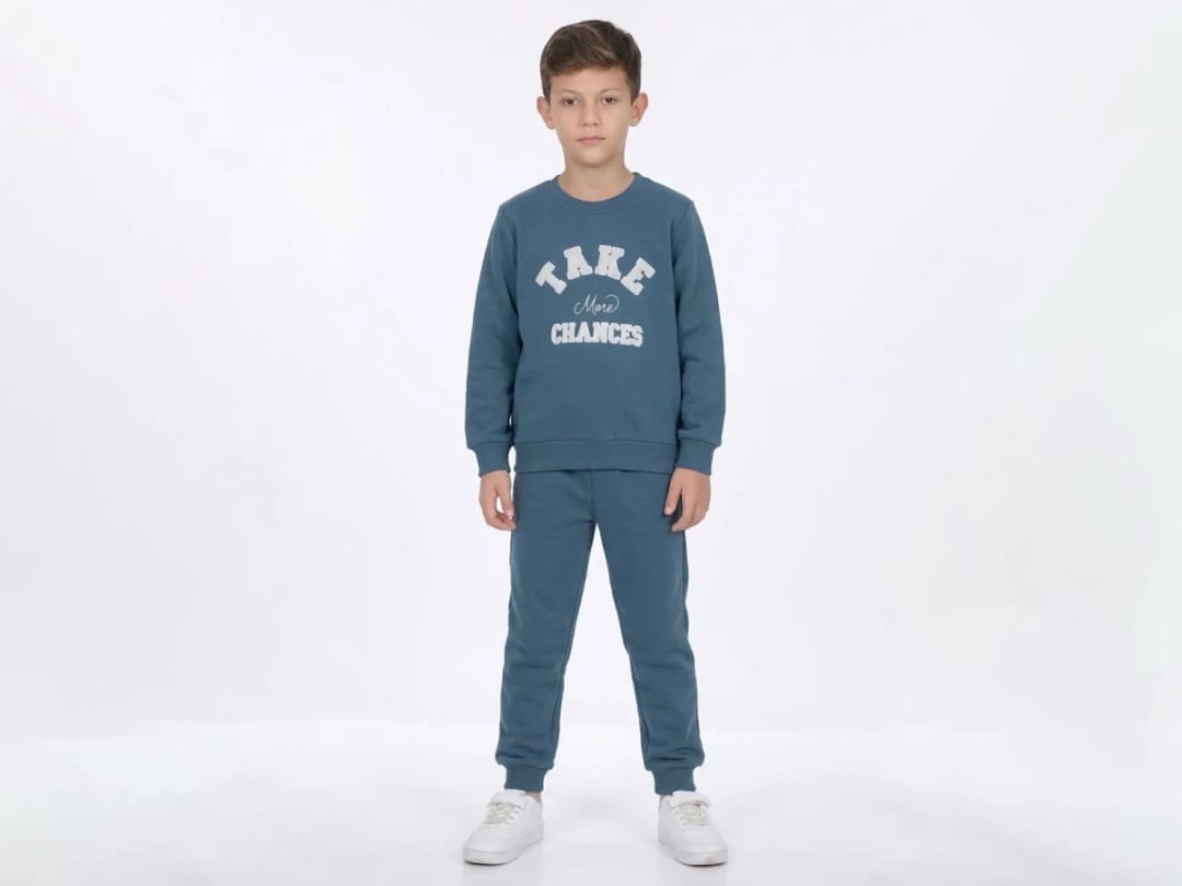 Boys' Tracksuit Set with Embroidery, Petrol Blue - CMK - by Peralane