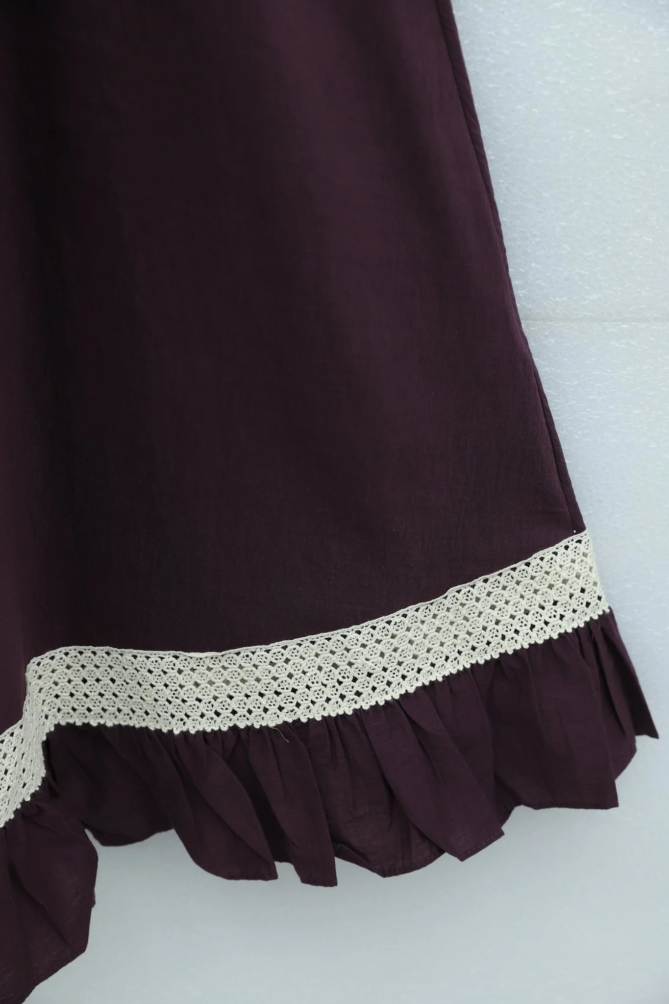 Elasticated Waist Voile Skirt with Lace Detail and Ruffle Trim - Plum - Podyumplus - by Peralane - photo 6