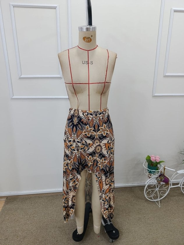 Women's High-Waist Floral Print Asymmetric Front Long Suprem Skirt - Janes - by Peralane - photo 5