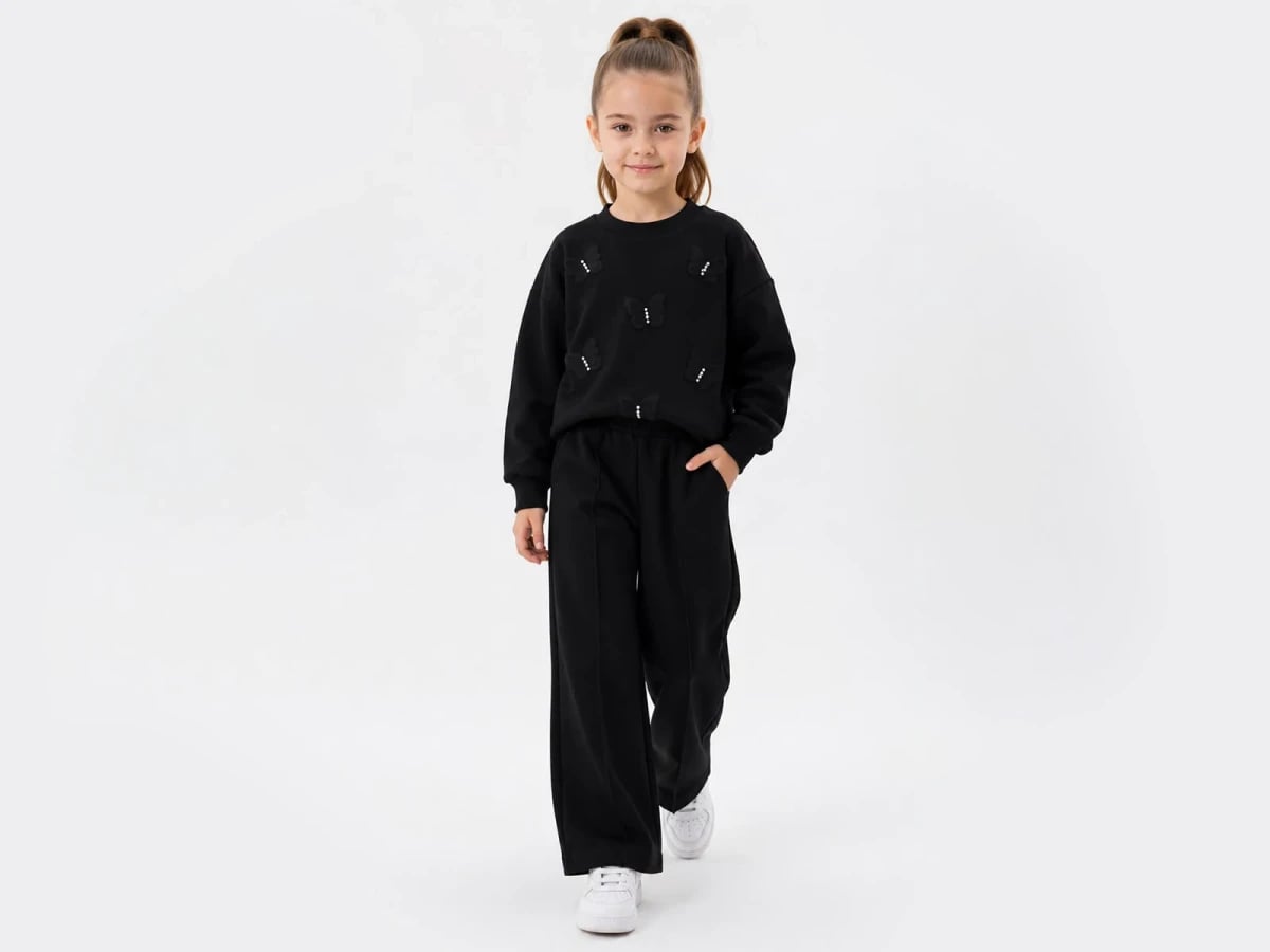 Girls' Butterfly Print Sweatshirt and Trousers Set - Incilay - by Peralane