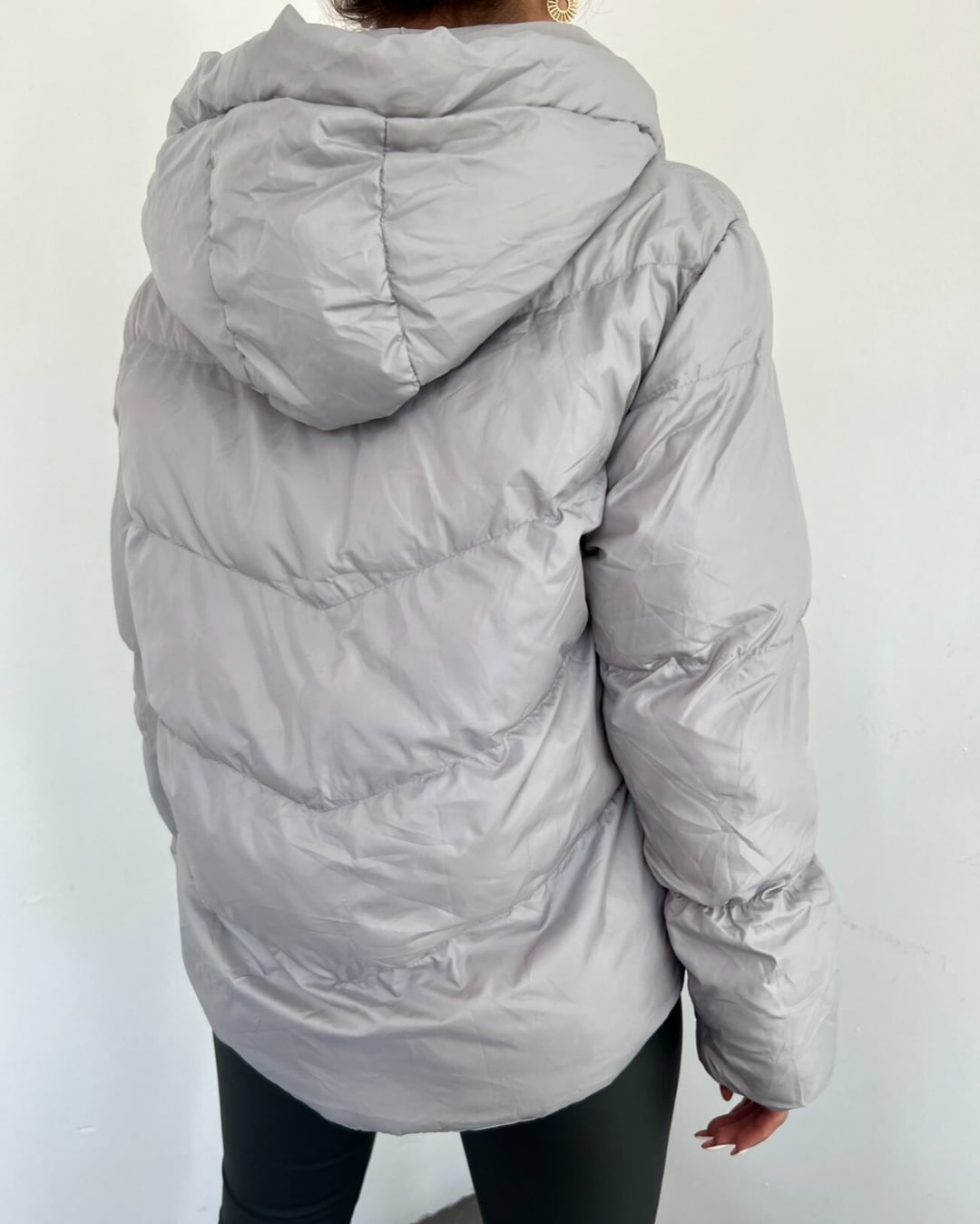 Women's Fixed Hooded Zip-Up Winter Puffer Jacket - Grey - Podyumplus - by Peralane - photo 4
