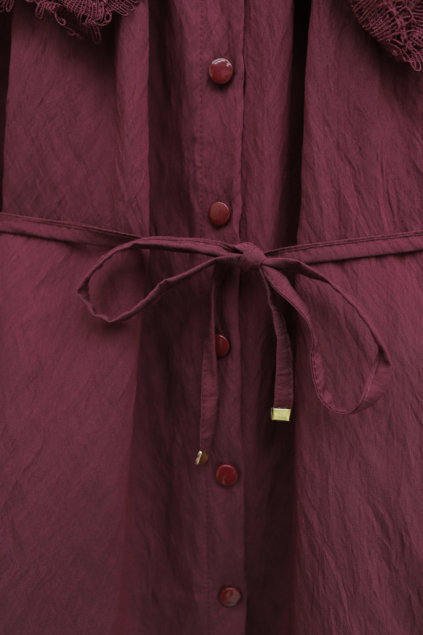 Peter Pan Collar Fistolu Belted Modal Tunic - Burgundy - Podyumplus - by Peralane - photo 6