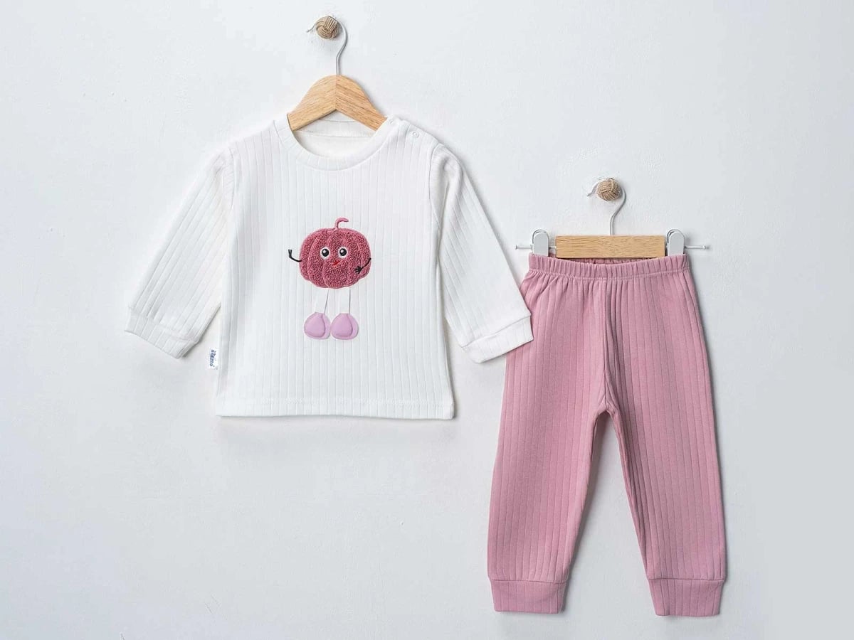 Pumpkin Print 2-Piece Baby Set – Dusty Pink - Nafitto - by Peralane
