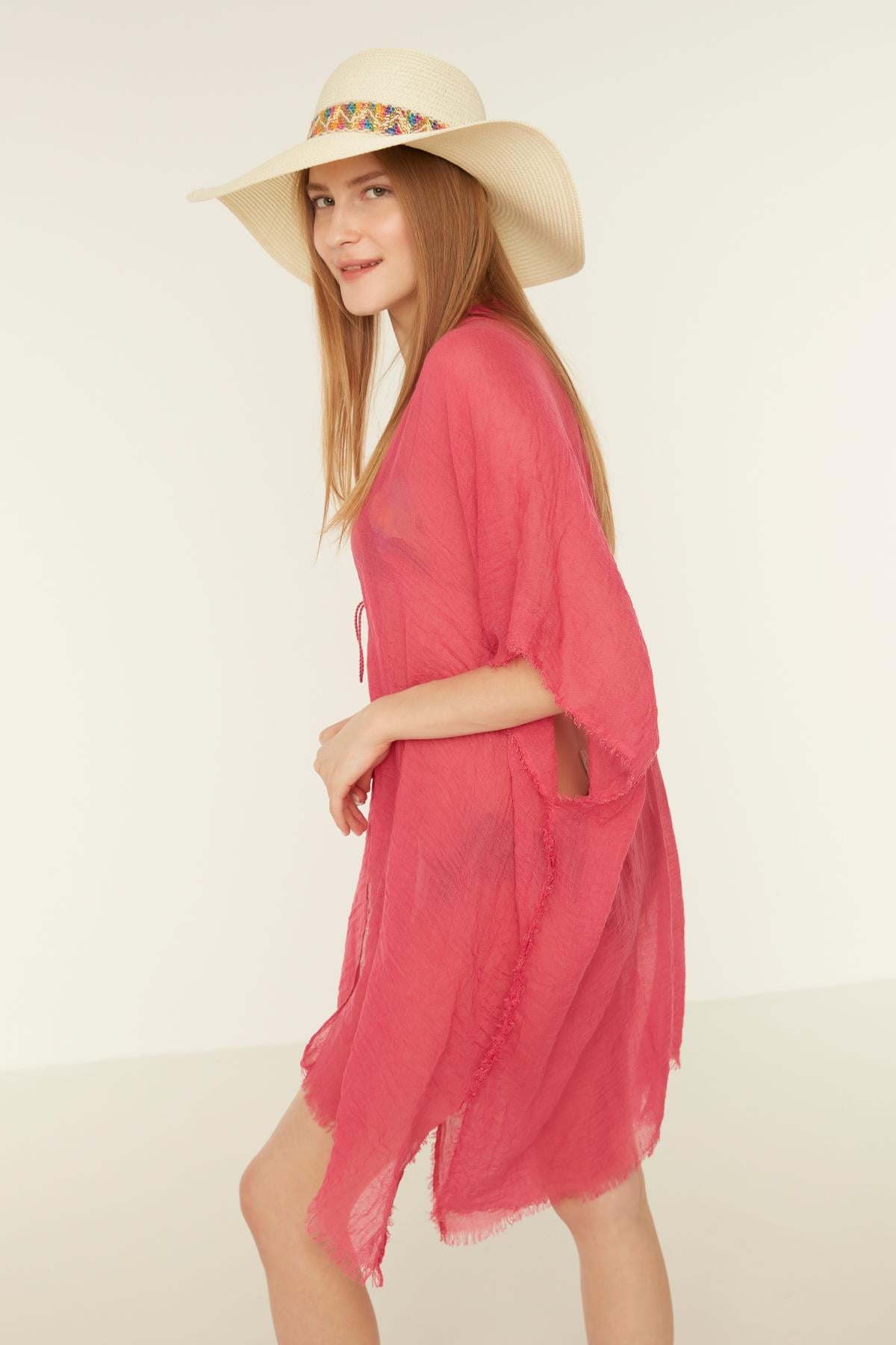 Fuchsia Tassel Tie Pareo Beach Cover-Up - 90x180 cm - Nesvay - by Peralane - photo 2
