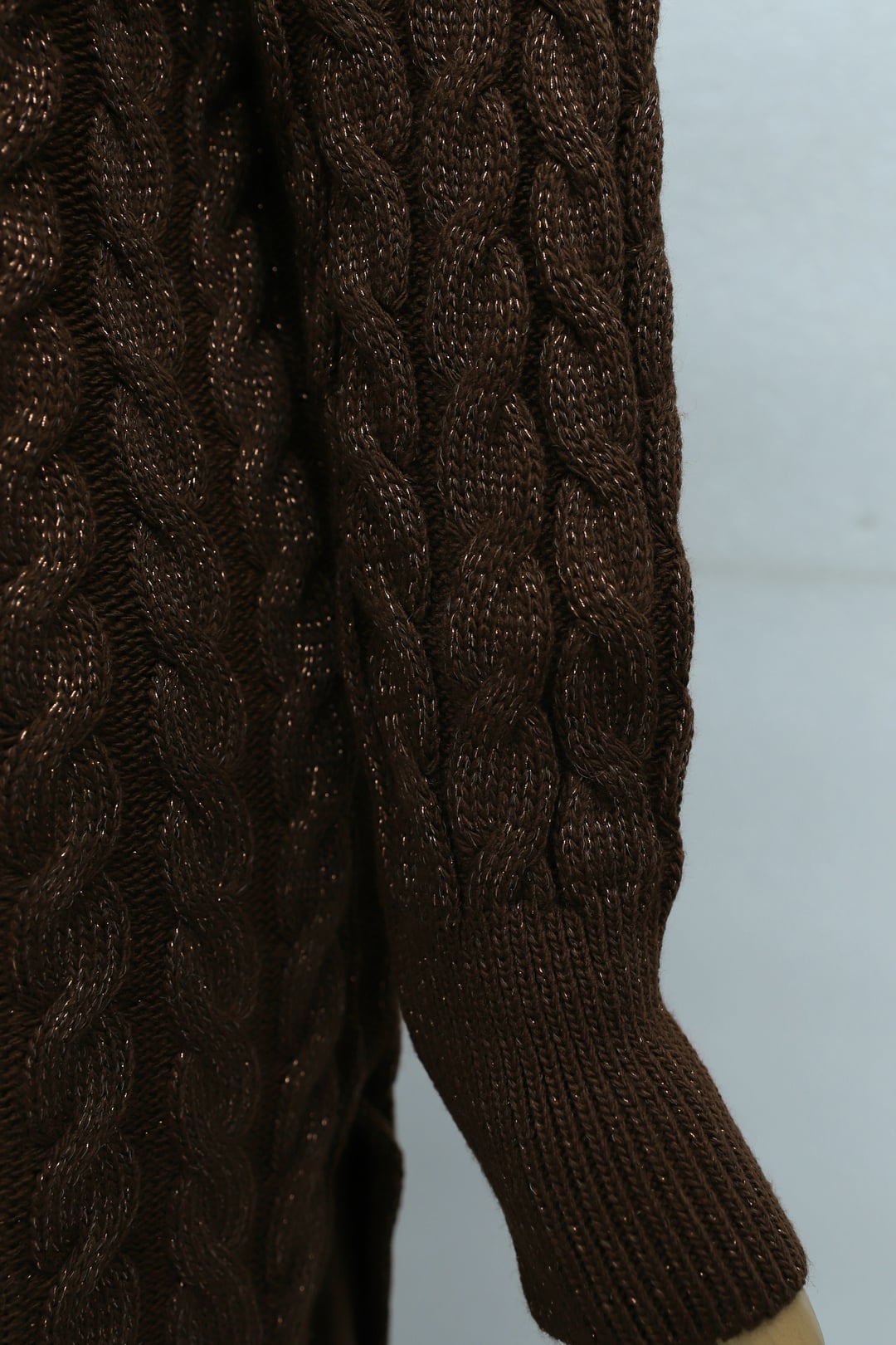 Half-Collar Slit Silver Knit Sweater and Trousers Set - Brown - Podyumplus - by Peralane - photo 7