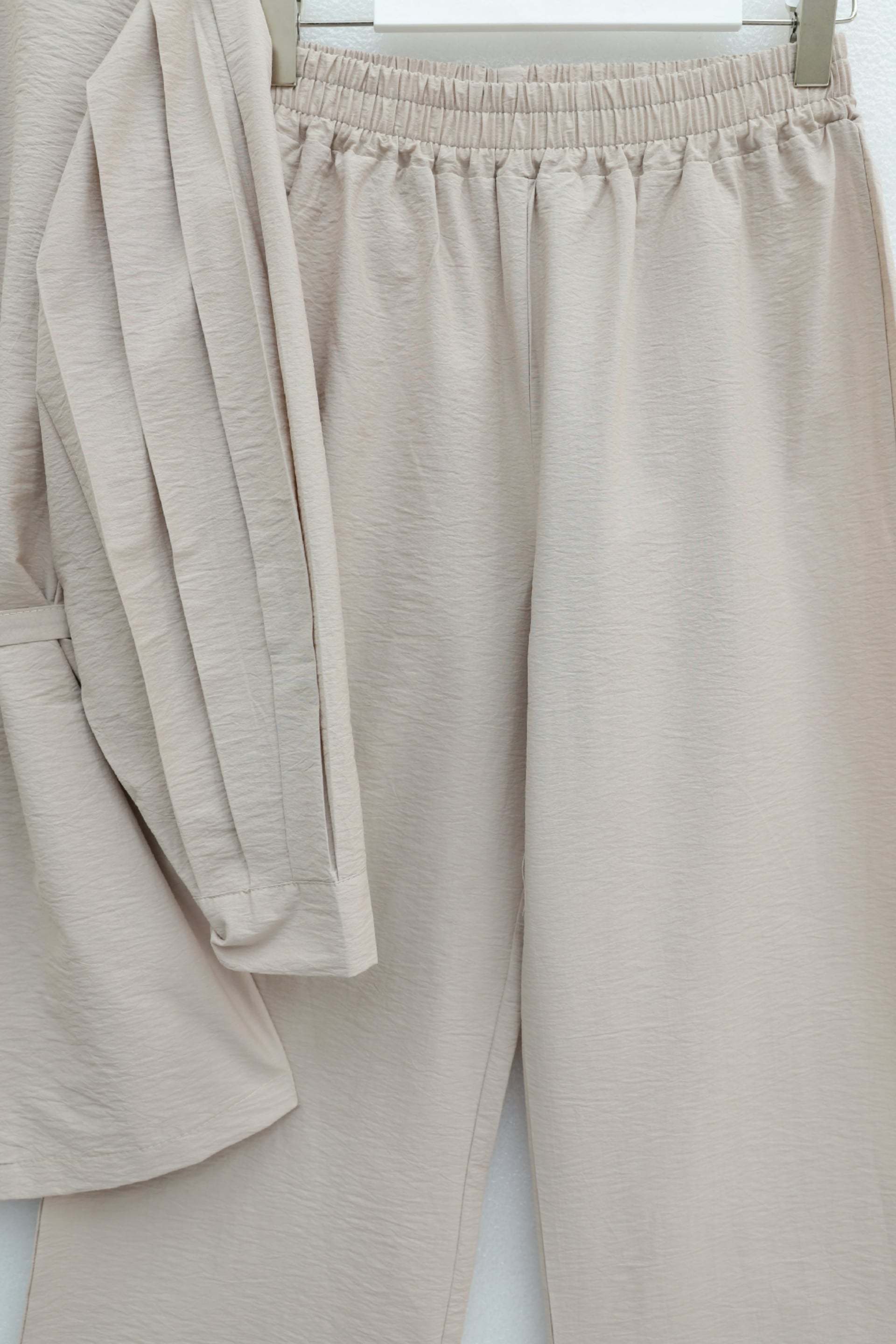 Watermelon Sleeve Tie-Waist Trousers Lena Set - Light Beige - Podyumplus - by Peralane - photo 5