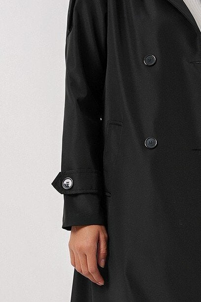 5941 Double-Breasted Long Trench Coat - Black - Bigdart - by Peralane - photo 8