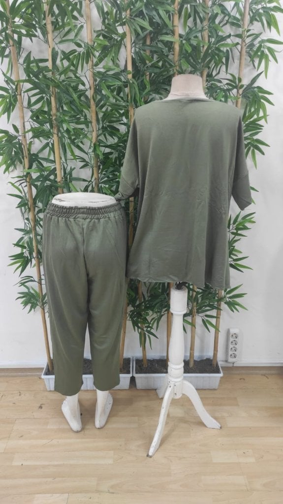 Women's Short Sleeve Crew Neck Viscose Two-Thread Blouse and Trousers Two-Piece Set - Janes - by Peralane - photo 5