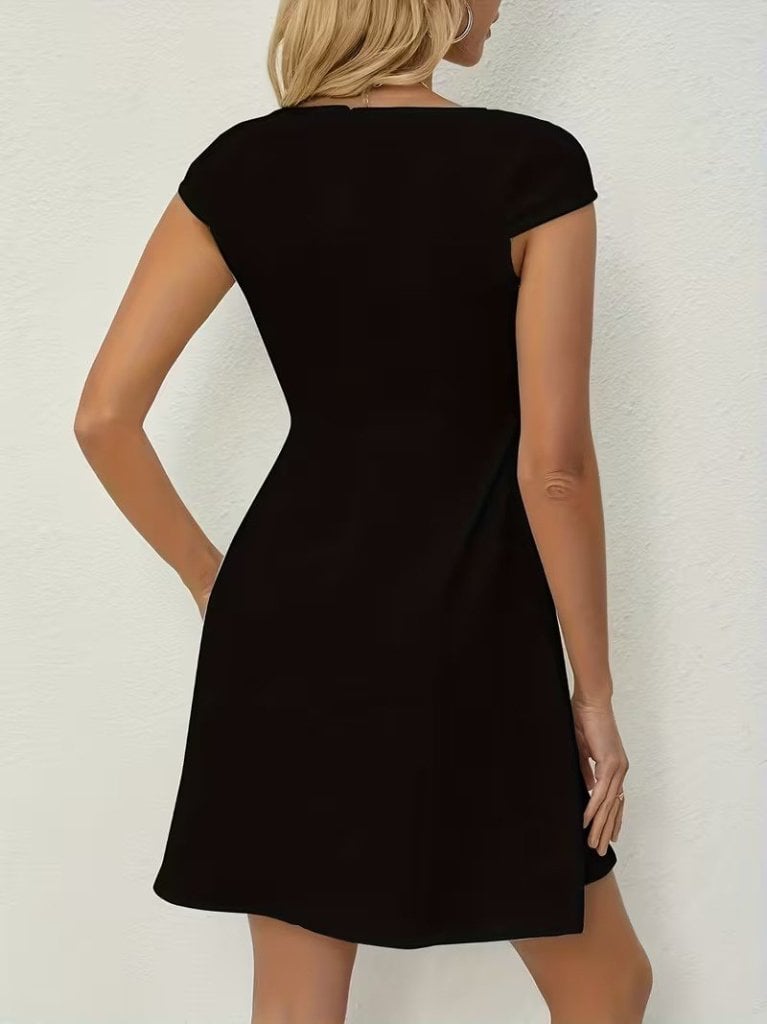 Women's Short-Sleeved Square Neck Short Crepe Dress - Janes - by Peralane - photo 10