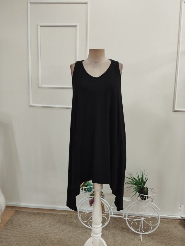 Women's Sleeveless V-Neck Asymmetrical Short Viscose Dress - Janes - by Peralane - photo 4