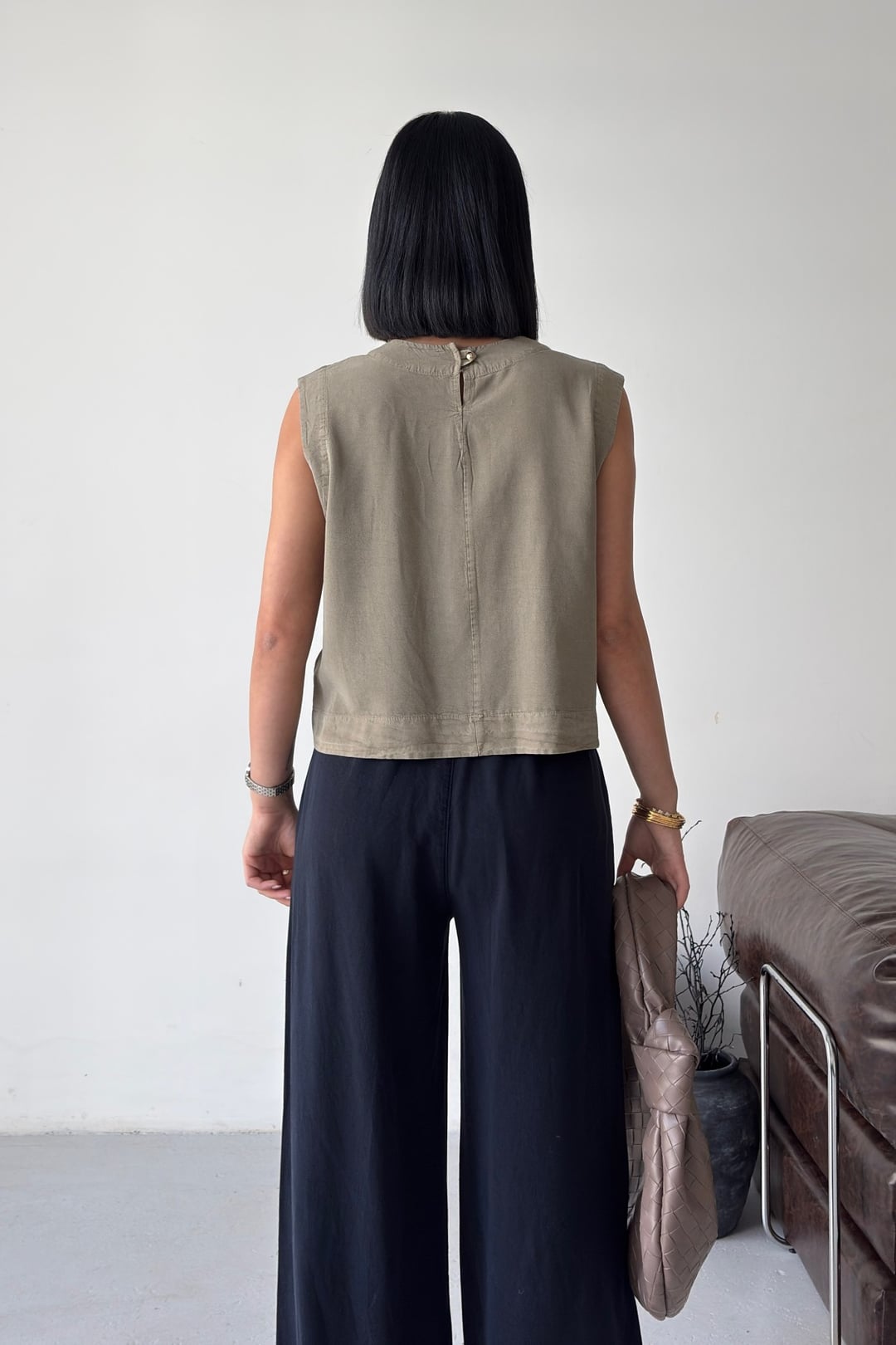 Drawstring Wide-Leg Trousers in Green - Xlove - by Peralane - photo 5