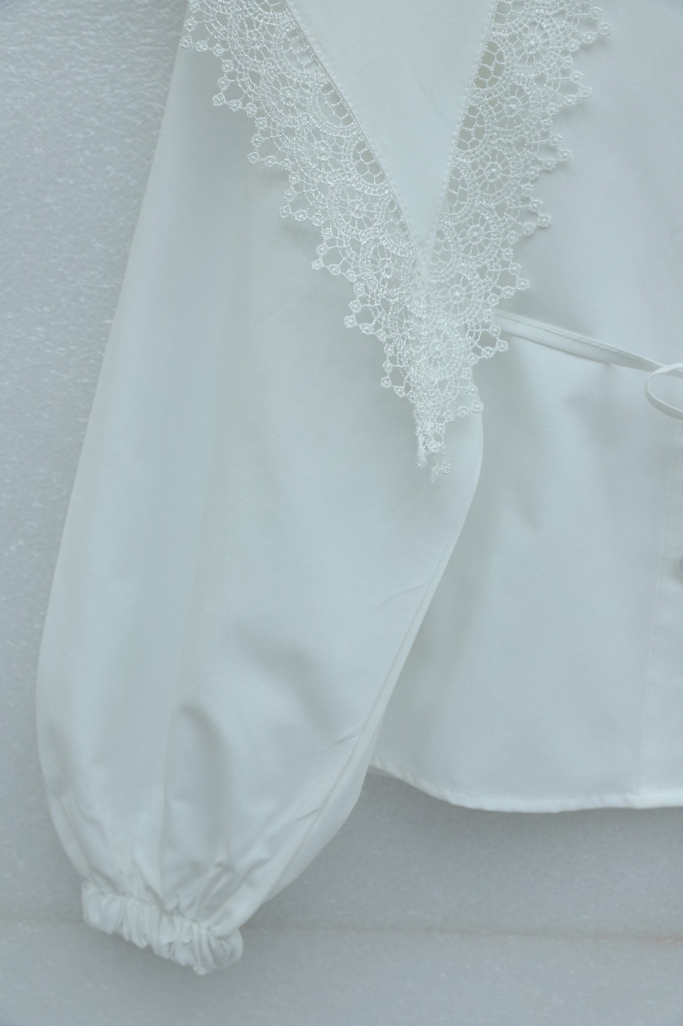 Lace Collar Button-Up Poplin Blouse with Burgundy Skirt Set - Podyumplus - by Peralane - photo 6