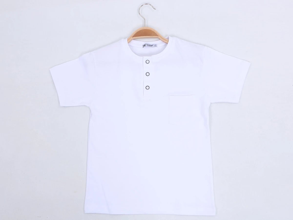 Boys' White Short-Sleeve T-Shirt with Chest Pocket - Pack of 4 - Tanem Kids - by Peralane