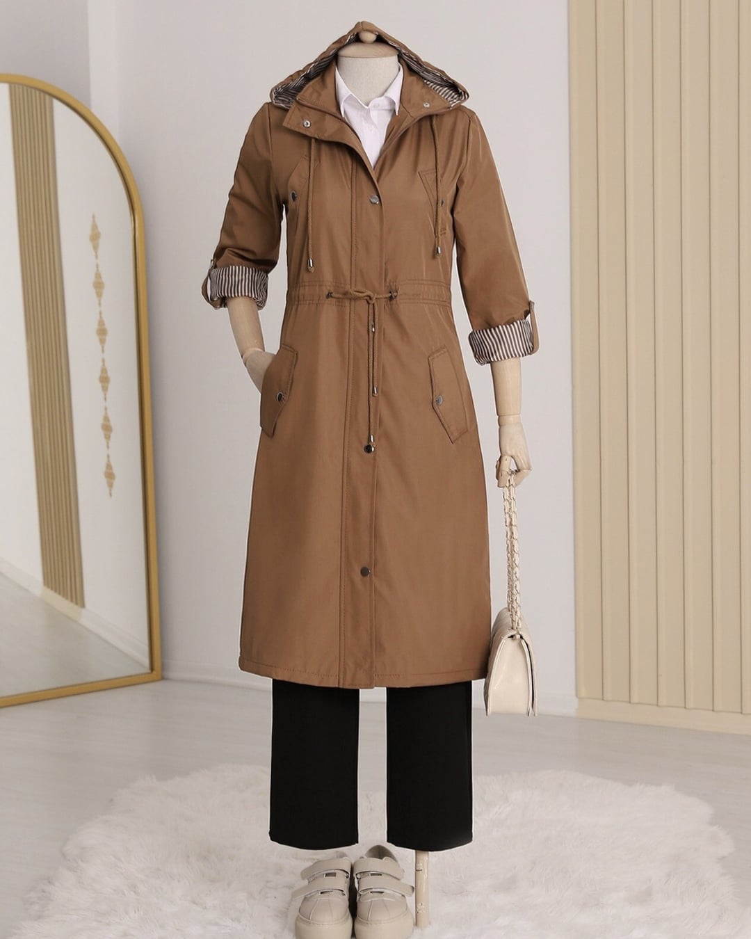 Women's Lined Trench Coat - Earth - Podyumplus - by Peralane - photo 5