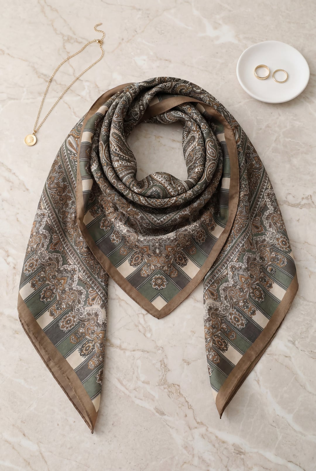 Paisley Print Cotton Scarf - Emerald Green - Podyumplus - by Peralane - photo 2