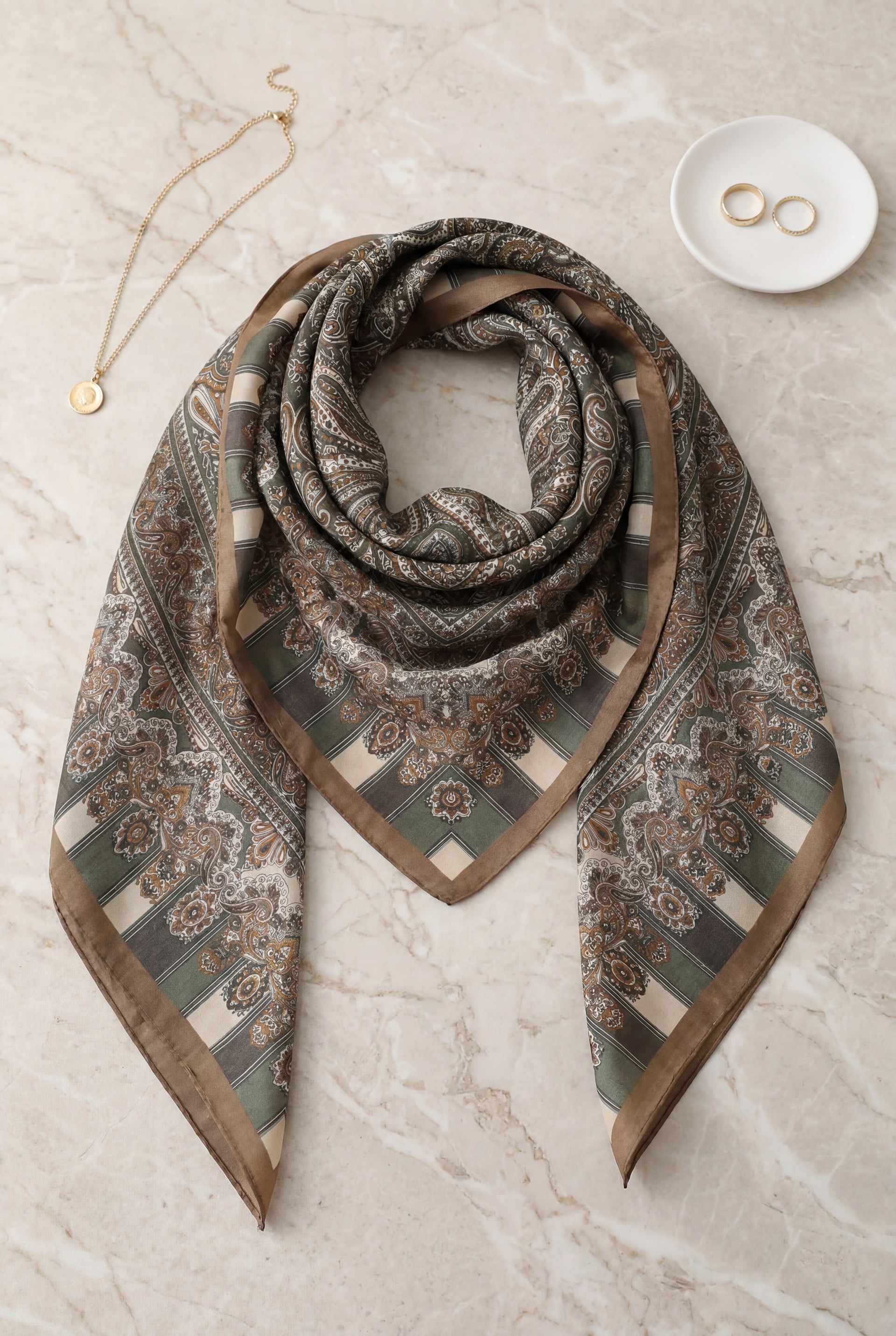 Paisley Print Cotton Scarf - Emerald Green - Podyumplus - by Peralane - photo 2
