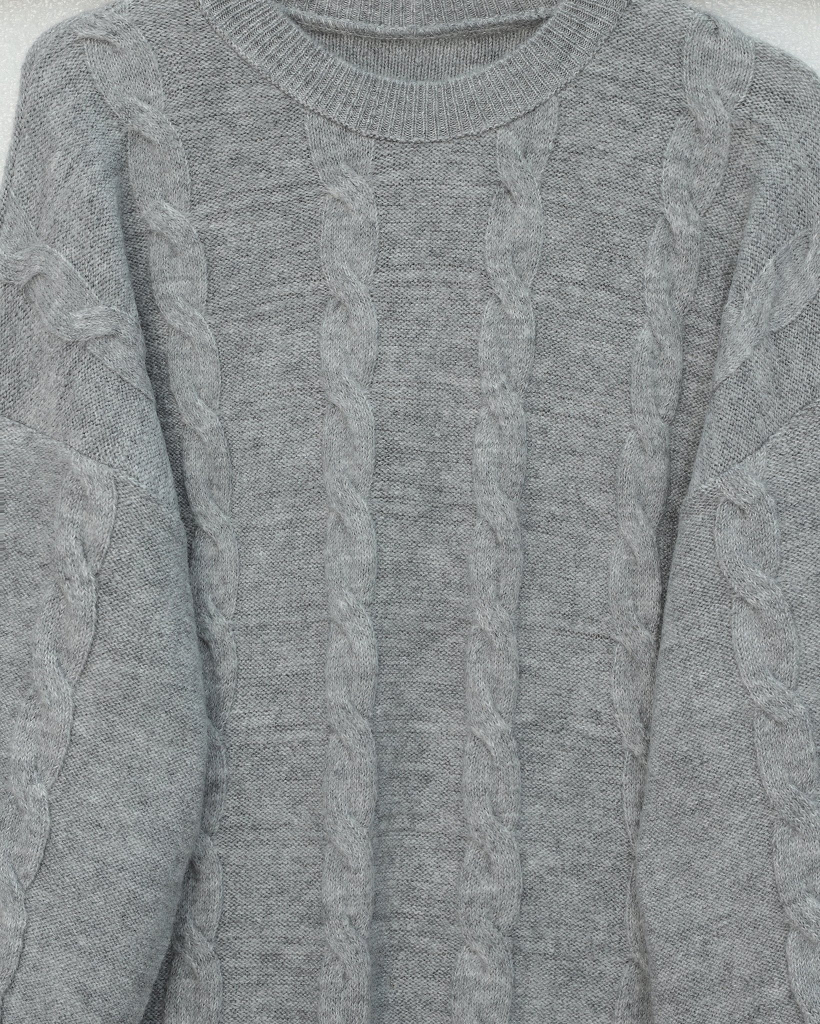 Grey Cable Knit Sweater for Women with Long Balloon Sleeves - Podyumplus - by Peralane - photo 4