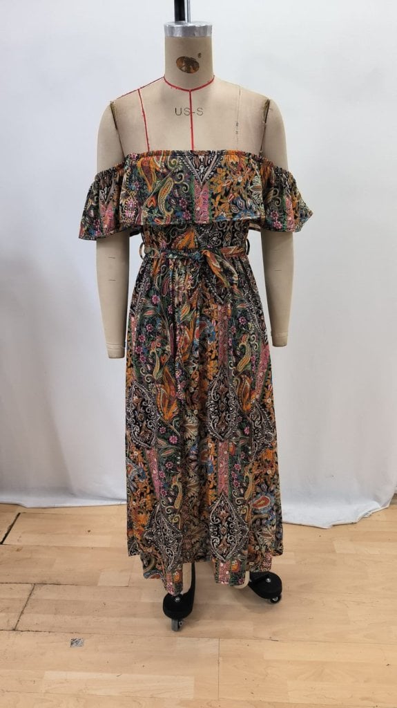 Women's Off-Shoulder Maxi Dress with Floral Print and Slit - Janes - by Peralane - photo 4