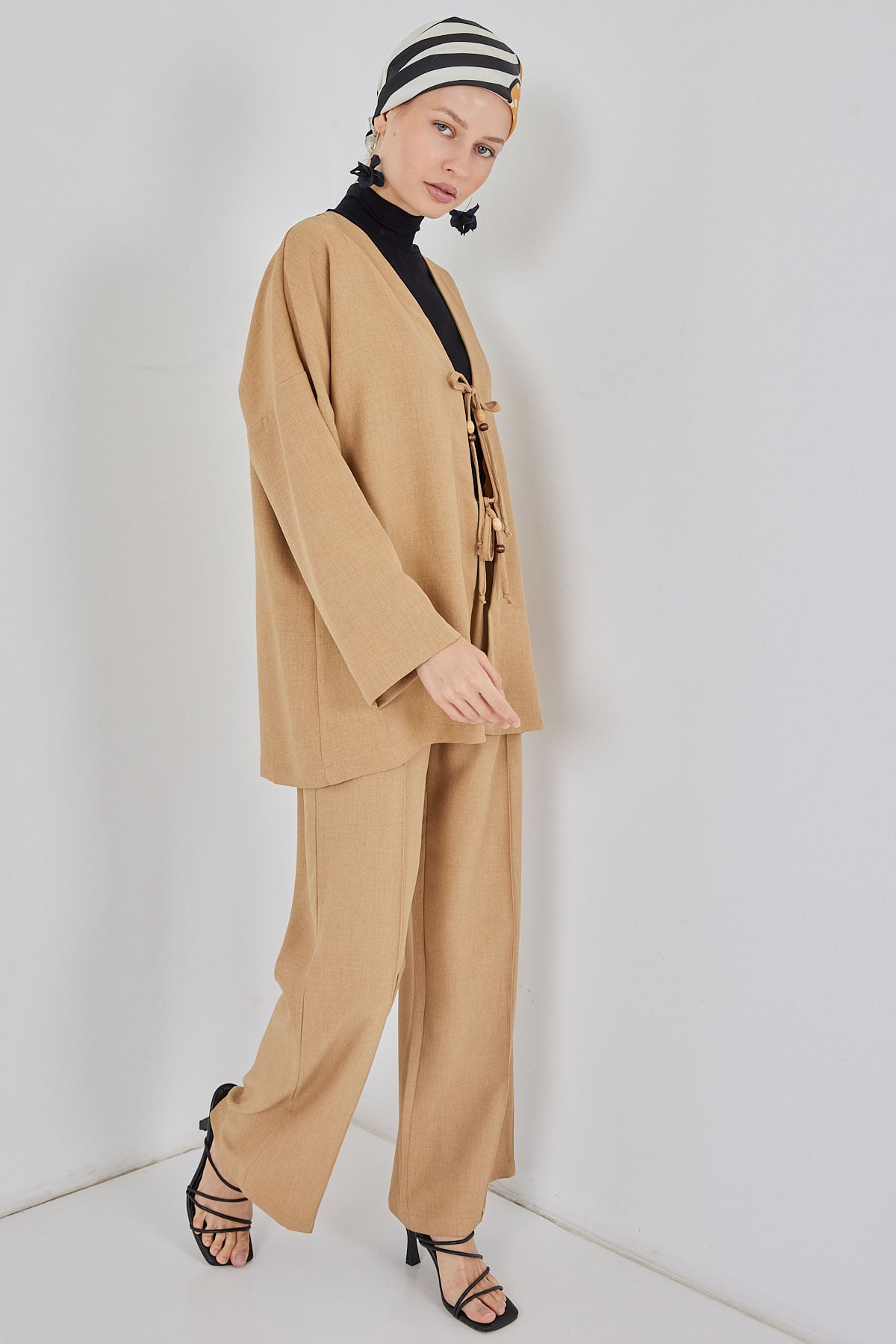 Women's Linen Kimono Two-Piece Set - Biscuit - Bigdart - by Peralane - photo 3