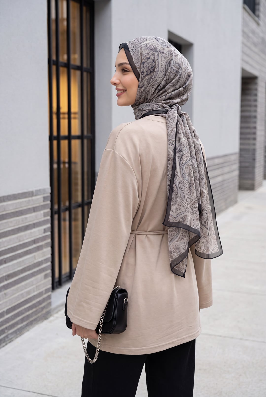 Round Neck Drawstring Waist Knit Tunic - Light Beige - Podyumplus - by Peralane - photo 5
