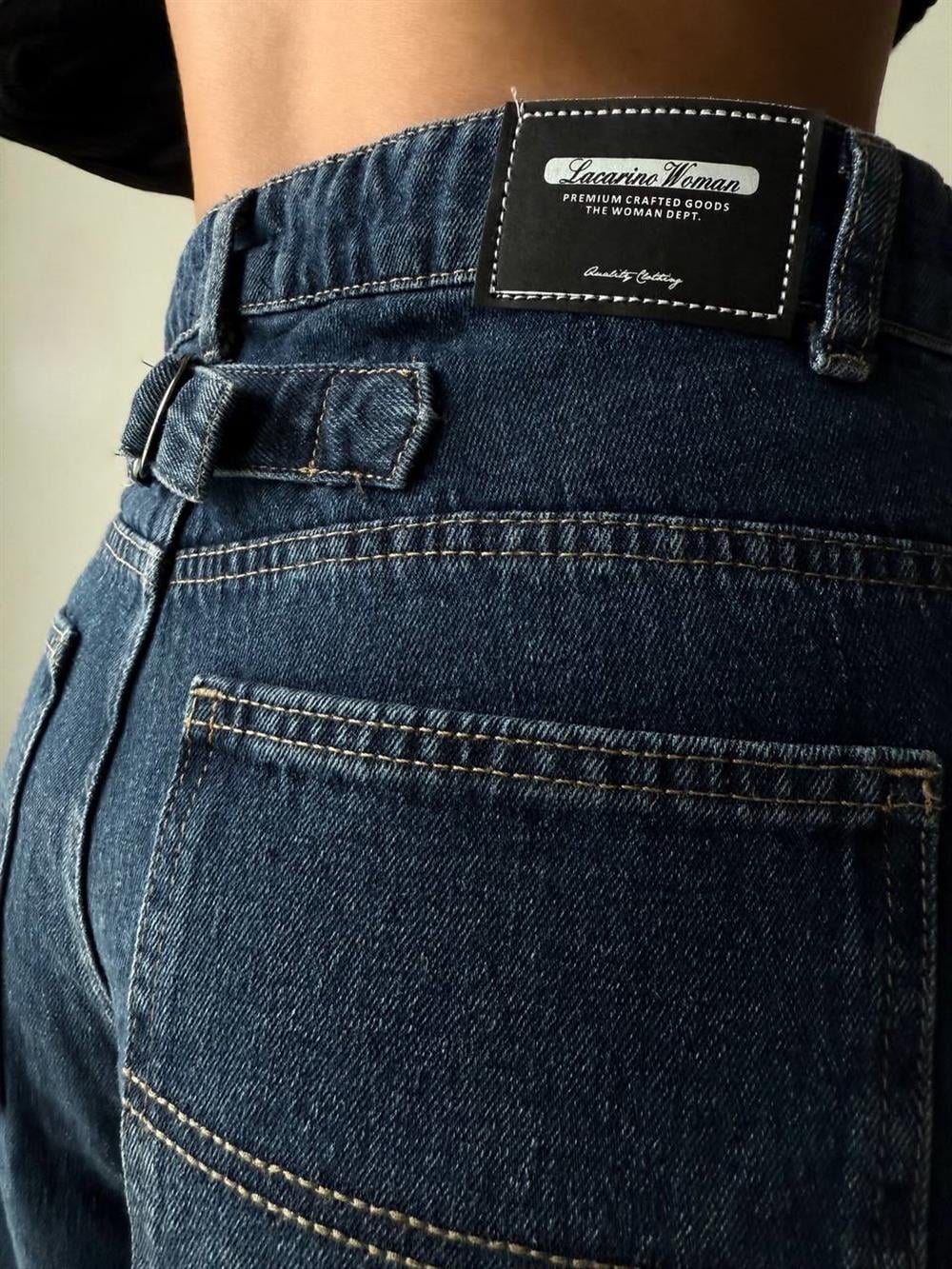 Women's High-Waist Wide Leg Dark Blue Denim Jeans - Lacarino Jeans - by Peralane - photo 4