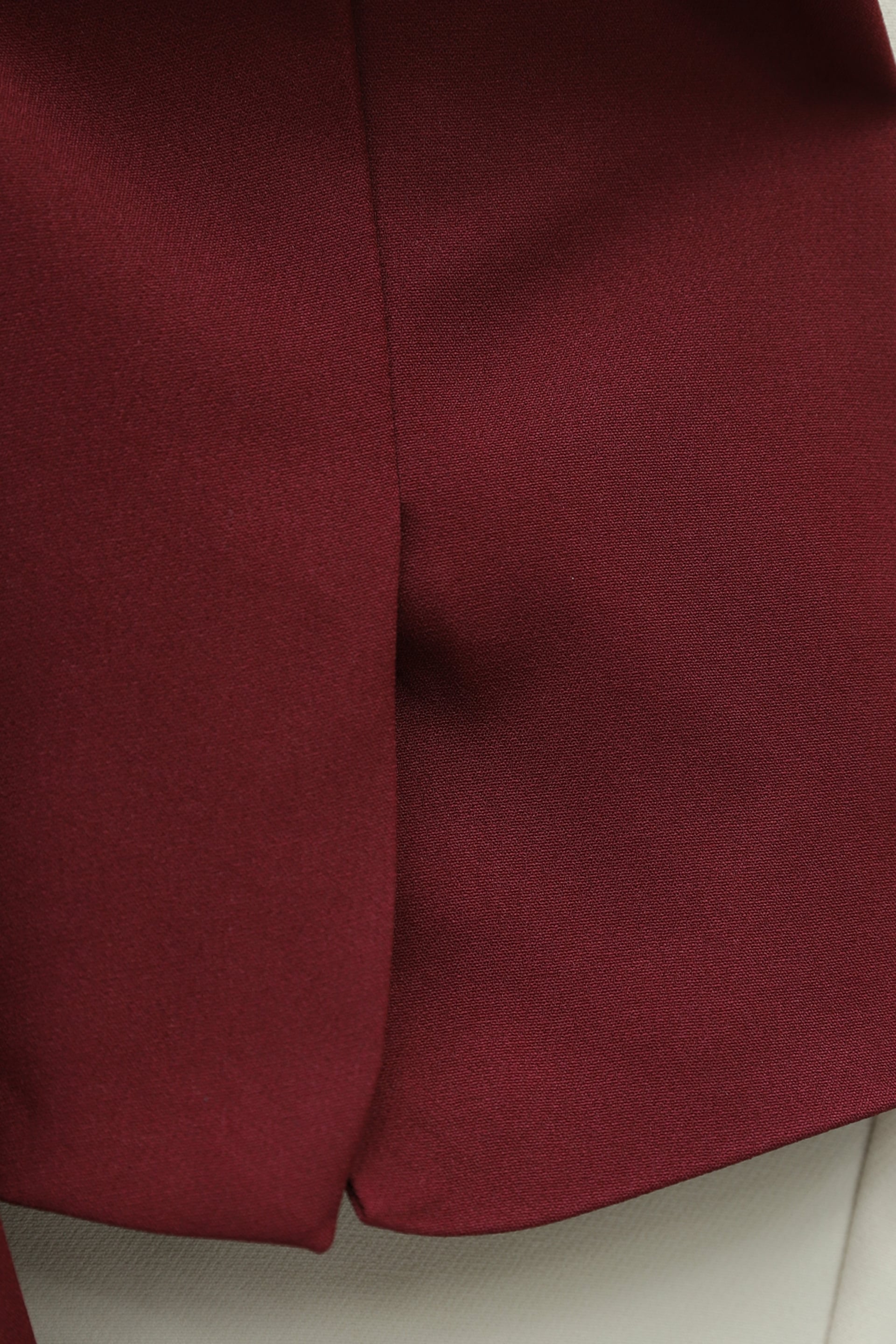 Side Lace-Up Back Slit Lined Double Crepe Blazer - Burgundy - Podyumplus - by Peralane - photo 9
