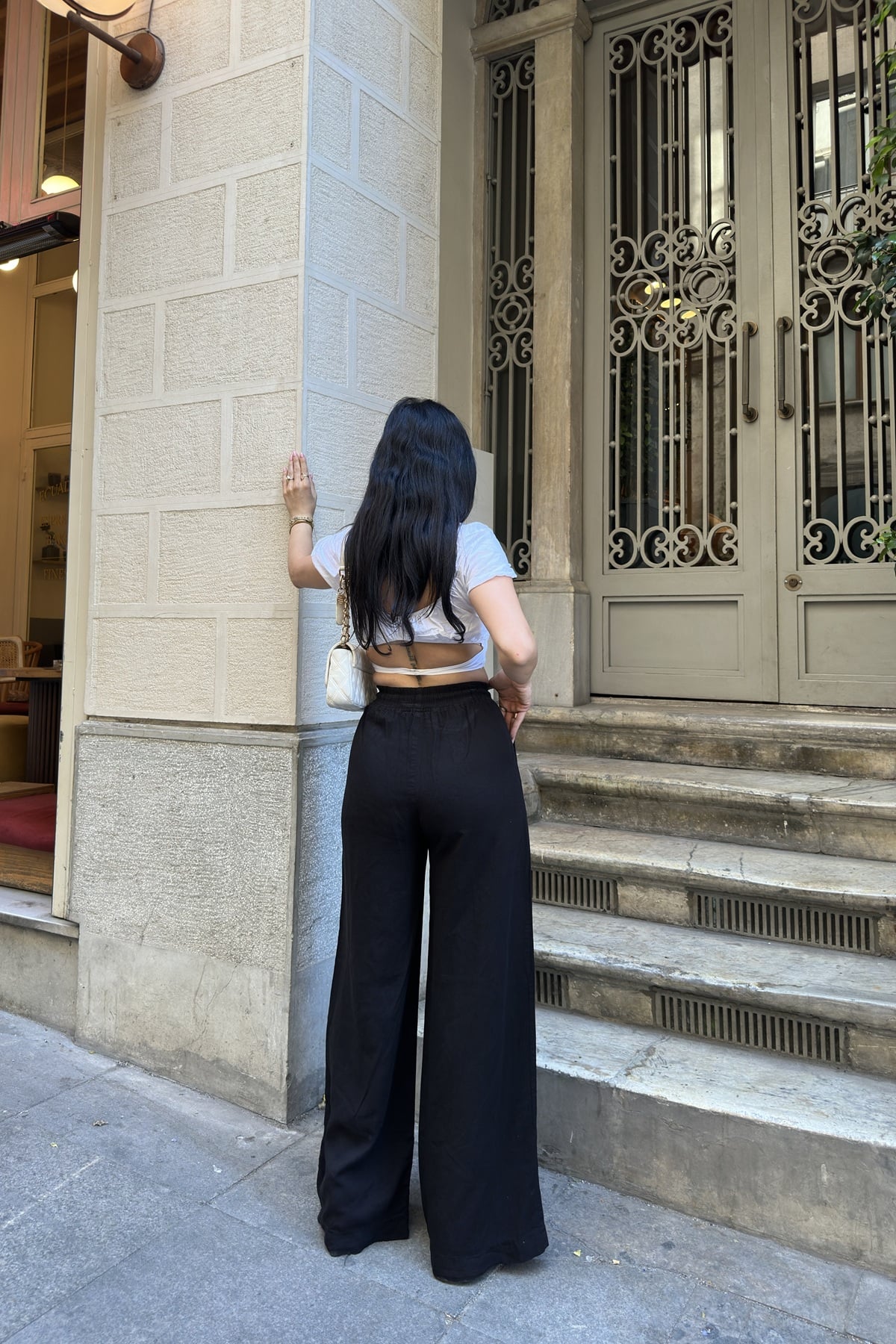Elastic Waist Palazzo Trousers HS708 Black - Xlove - by Peralane - photo 5