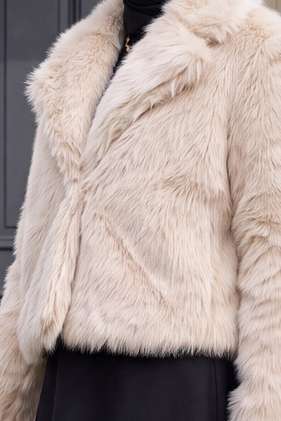 Beige Faux Fur Wrap Coat - Bigdart - by Peralane - photo 4