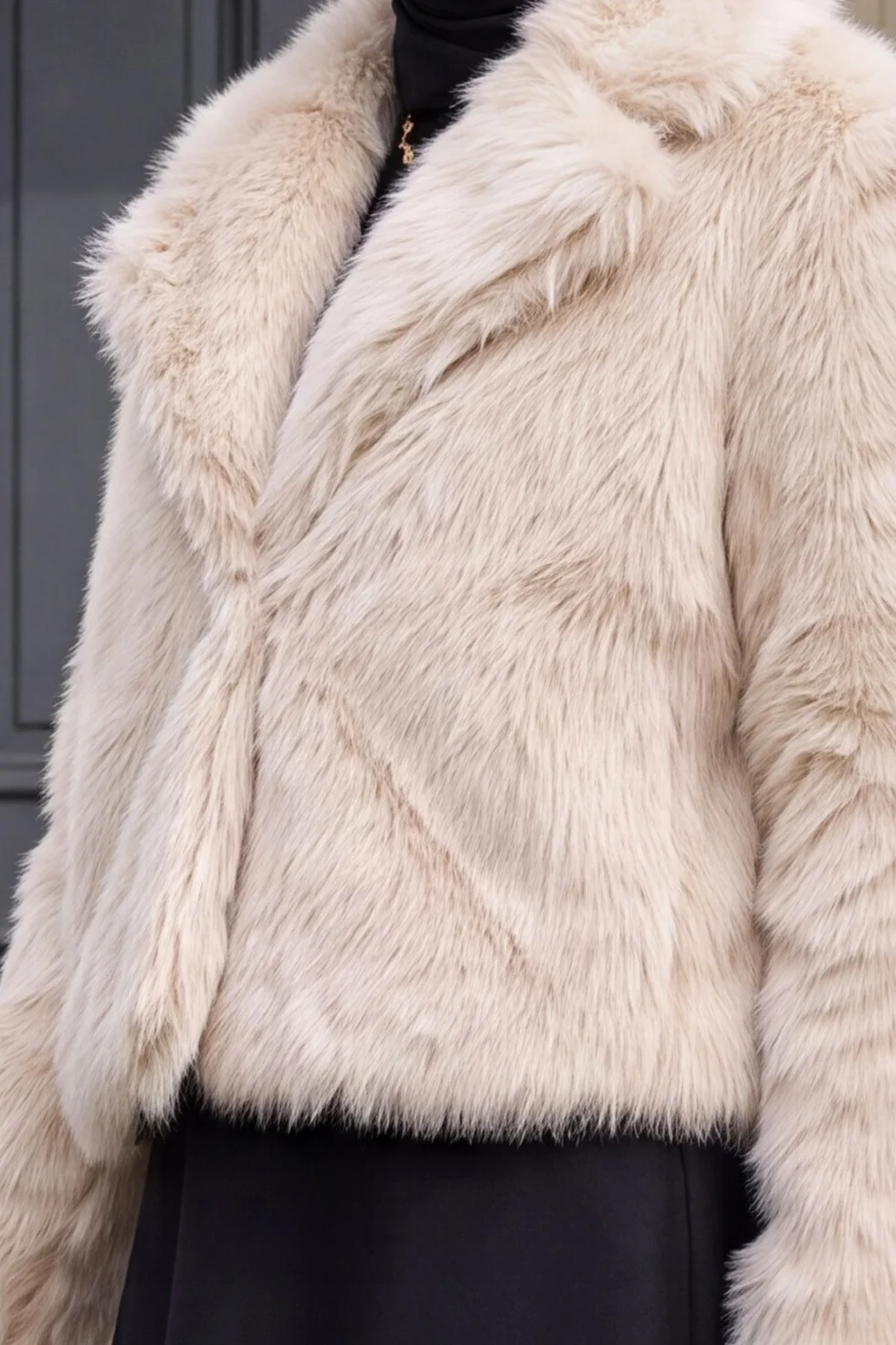 Beige Faux Fur Wrap Coat - Bigdart - by Peralane - photo 4