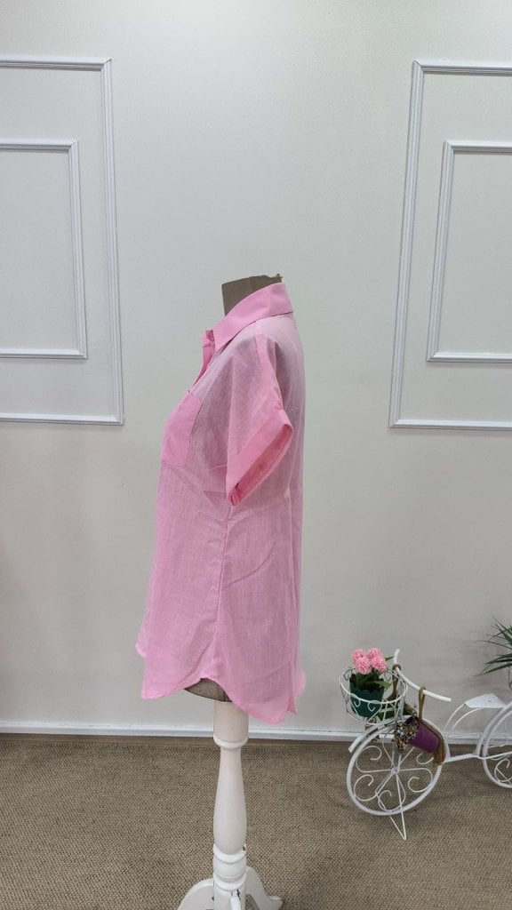 Women's Short Sleeve Collared Button-Down Shirt - Janes - by Peralane - photo 7