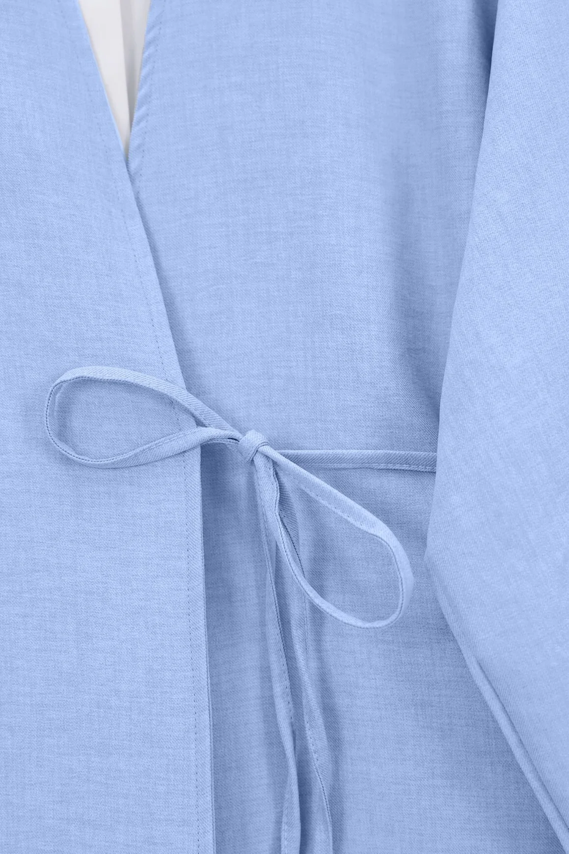 Women's Light Blue Wrap-Front Kimono and Wide-Leg Trousers Two-Piece Set - Podyumplus - by Peralane - photo 8