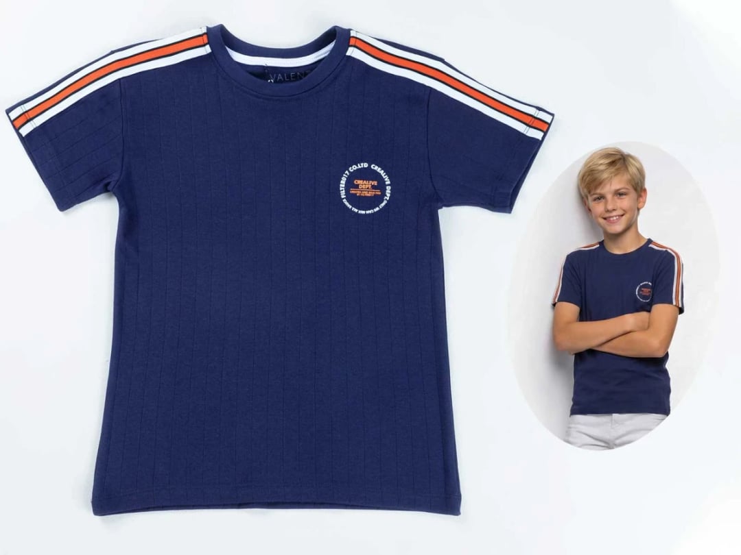 Crealive Printed Boys' T-Shirt - Navy Blue - Civilti - by Peralane