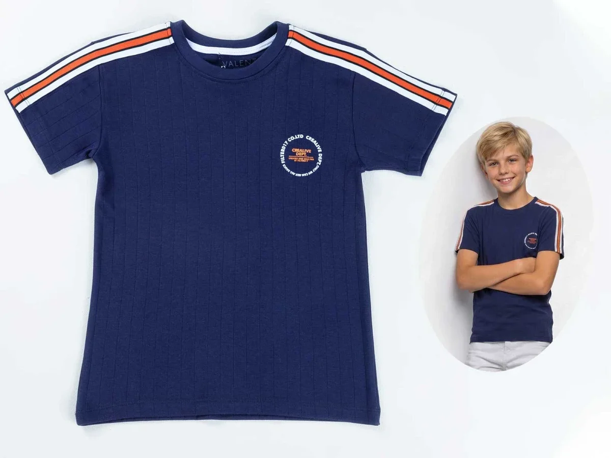 Crealive Printed Boys' T-Shirt - Navy Blue - Civilti - by Peralane