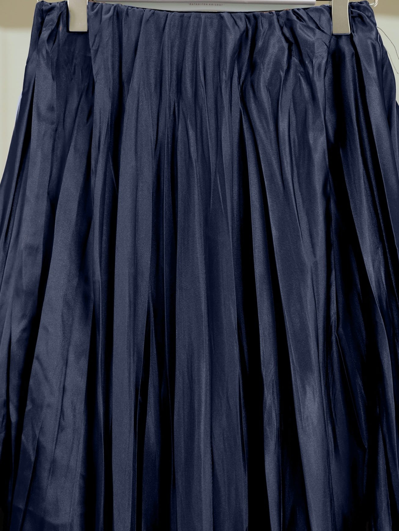 Navy Blue Elasticated Waist Satin Pleated Maxi Skirt - Podyumplus - by Peralane - photo 2