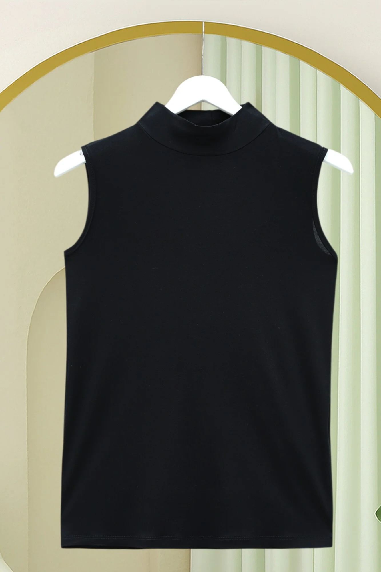 Black Mock Neck Sleeveless Knit Top - Podyumplus - by Peralane - photo 3