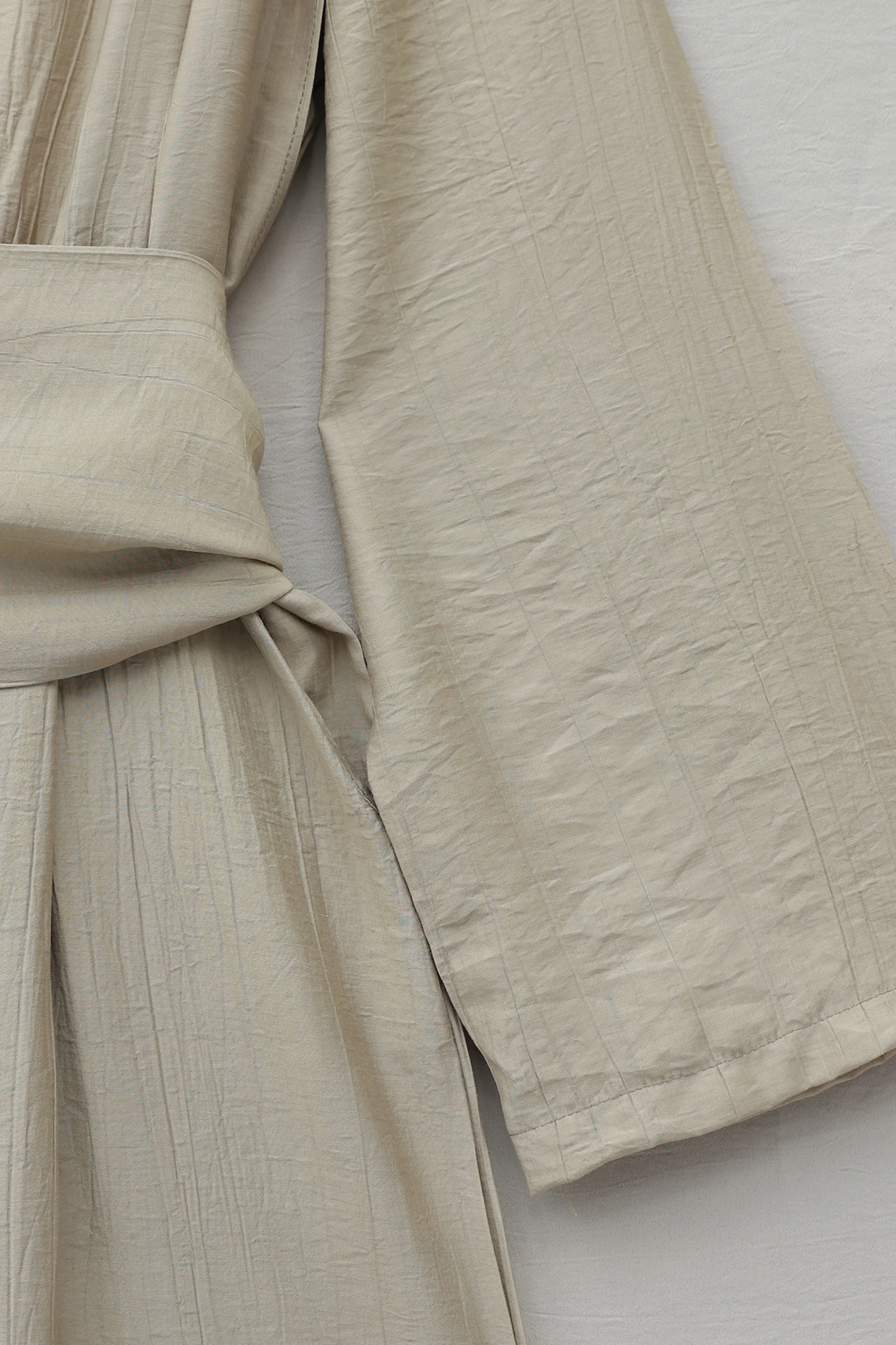 High Neck Pleated Detail Pocketed Belted Jumpsuit - Beige - Podyumplus - by Peralane - photo 7