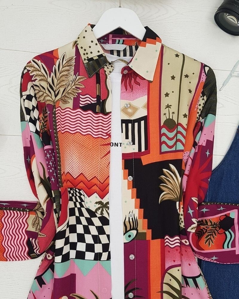 Printed Long Tunic - Orange - Podyumplus - by Peralane - photo 4