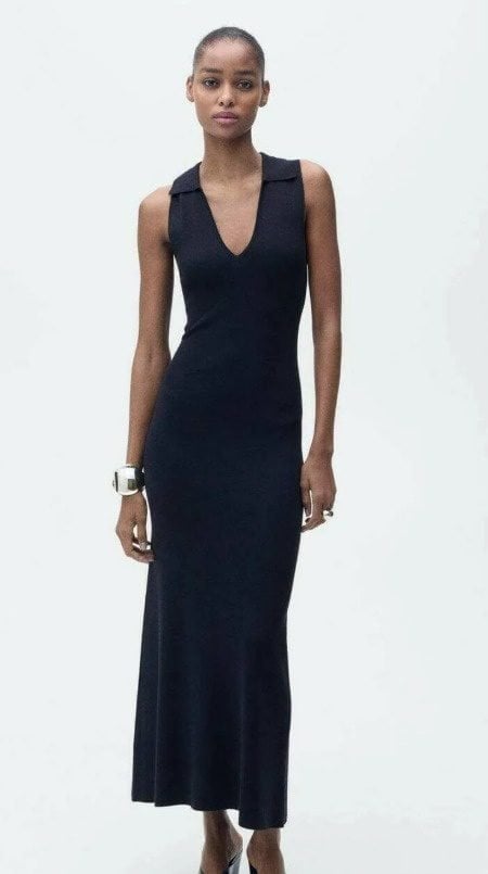 Women's Sleeveless V-Neck Long Ribbed Knit Dress - Janes - by Peralane - photo 4