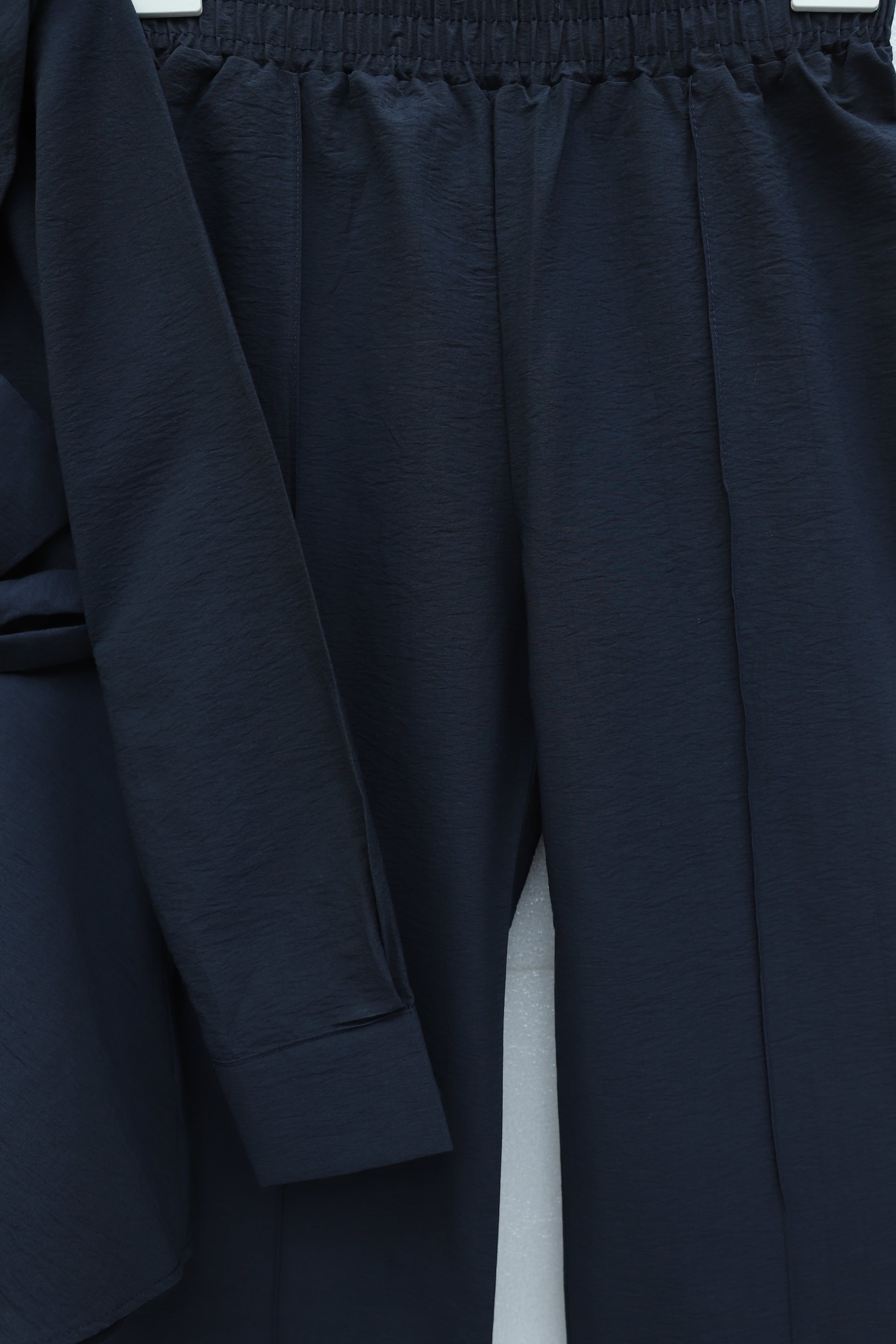 Navy Blue Belted Bow Detail Tunic and Wide-Leg Trousers Modest Set - Podyumplus - by Peralane - photo 4