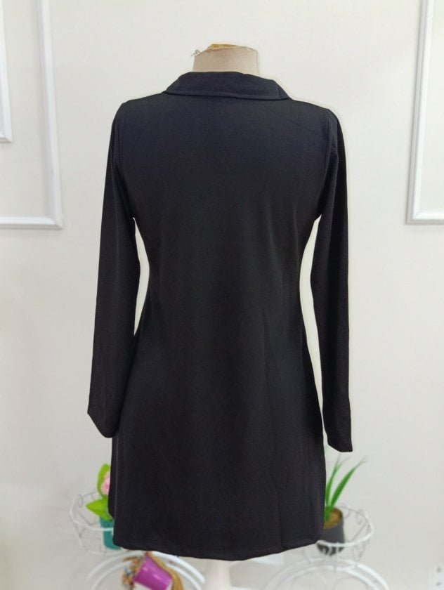 Women's Long-Sleeved Collared Short Modal Dress - Janes - by Peralane - photo 5