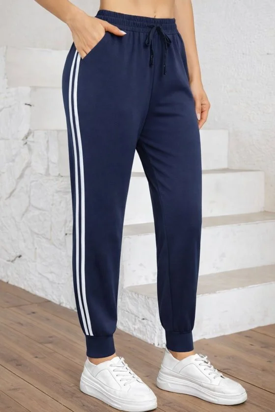 Women's High-Waisted Side Stripe Viscose Two-Thread Track Pants - Janes - by Peralane
