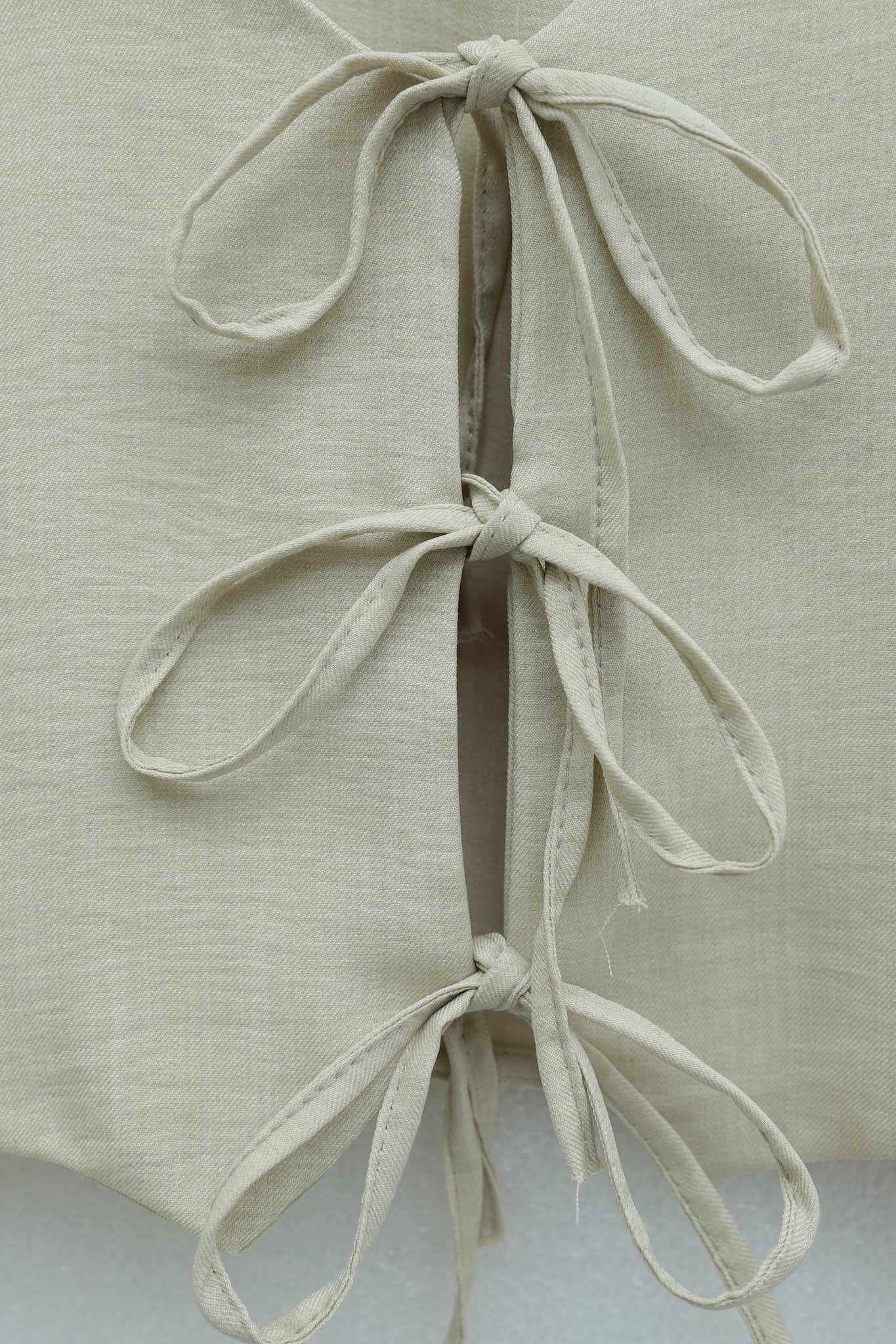 Tie-Front Vest and Wide-Leg Trousers Linen Look Co-ord Set - Stone - Podyumplus - by Peralane - photo 6
