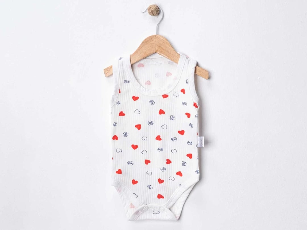 Heart Print Baby Snap Bodysuit - White (Pack of 4) - Supermini - by Peralane
