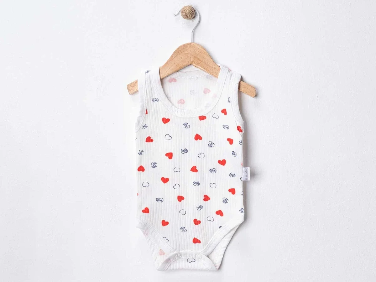Heart Print Baby Snap Bodysuit - White (Pack of 4) - Supermini - by Peralane