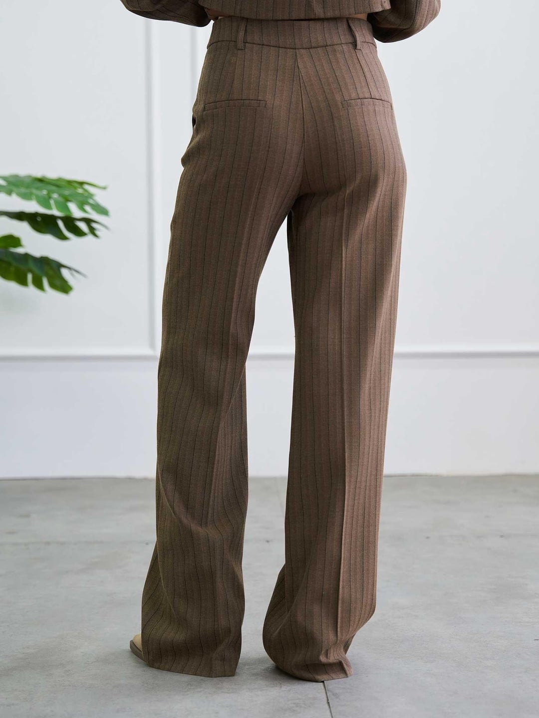 Brown Herringbone Wide Leg Trousers - Lefon - by Peralane - photo 3