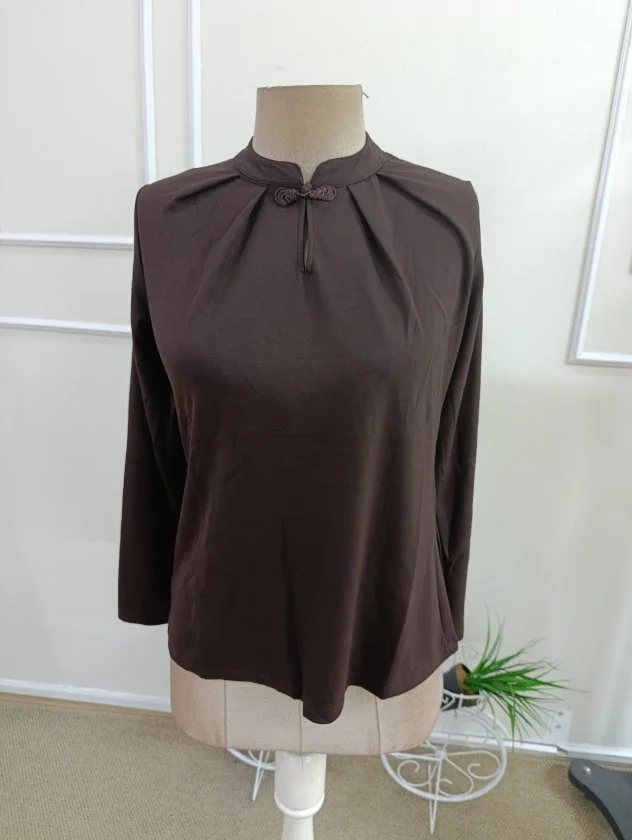Women's Long Sleeve High Neck Knotted Modal Blouse - Janes - by Peralane - photo 4